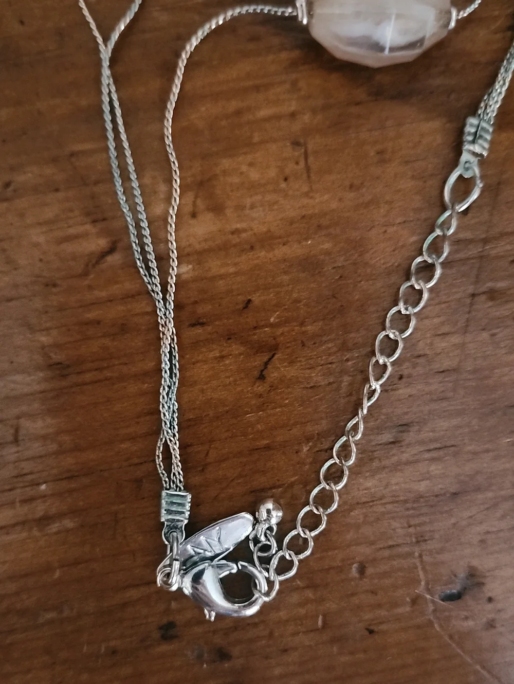Multi-Strand Beige Stone & Silver Bead Necklace - NY Collection